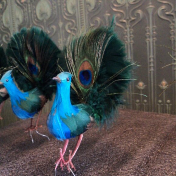 vintage peacock feather bird ornament - Picture 2 of 4